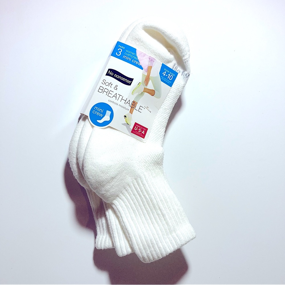 White Women’s Cushioned Muni Crew Cotton Socks 3 pairs